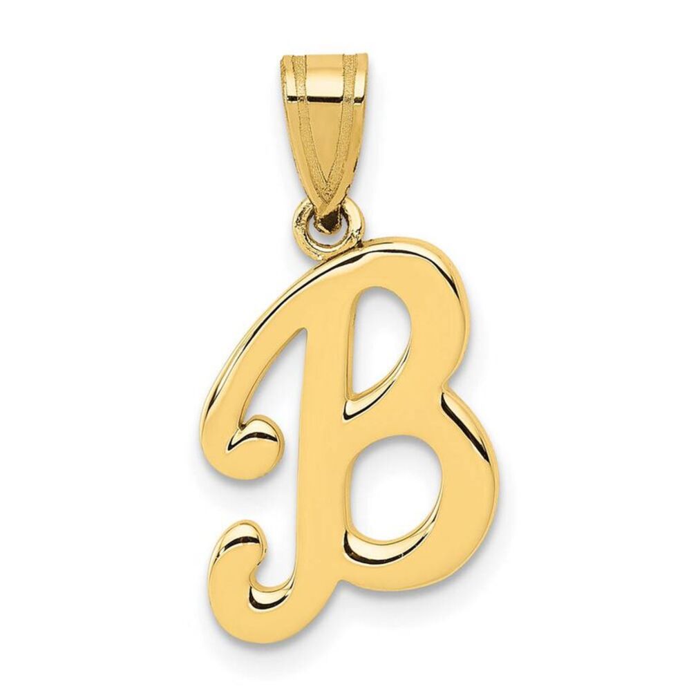 14k Yellow Gold, Mimi Collection, Small Script Initial B Pendant